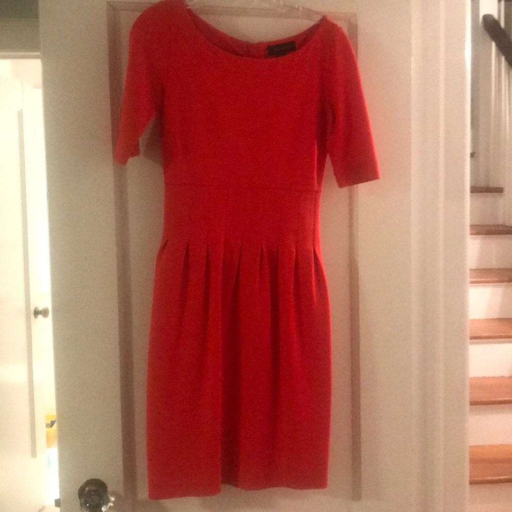 Pink Tartan orange, boat neck dress